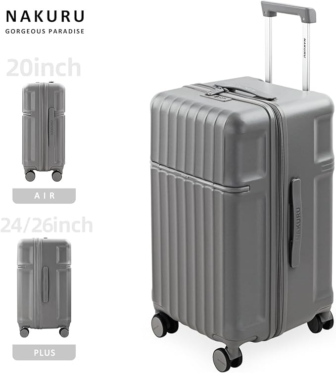 20 Inch Hardside Carry-On Luggage with Spinner Wheels, TSA Lock, Double Zippers, Thick PC Shell, Lightweight Travel Suitcase for Business, Weekend, and International Trips(Grey)