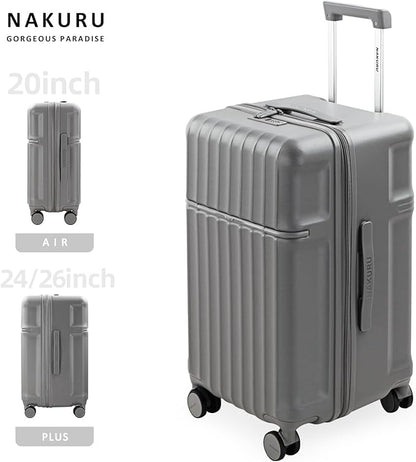 20 Inch Hardside Carry-On Luggage with Spinner Wheels, TSA Lock, Double Zippers, Thick PC Shell, Lightweight Travel Suitcase for Business, Weekend, and International Trips(Grey)