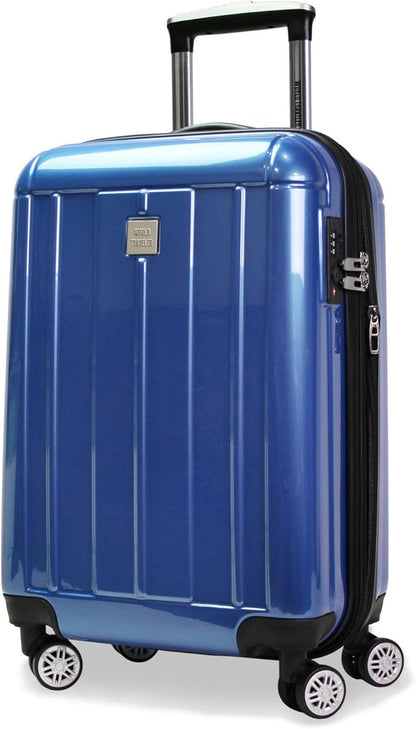 World Traveler Contour 20-Inch Carry-On Polycarbonate Hardside Expandable Spinner Luggage with TSA Lock - Blue
