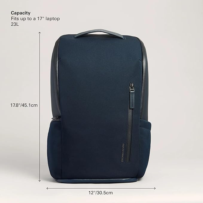 Troubadour Pioneer Backpack 3.0 - Premium Everyday Bag with Padded Laptop Section, Ventilated Shoe Compartment & Sustainable Waterproof Material - All-Day Lightweight Comfort Design - Navy
