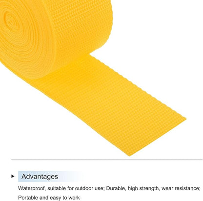 MECCANIXITY Lightweight Polypropylene Webbing Strap 2" 5 Yard Backpack Strapping Band Dark Yellow for Outdoor Luggage Cargo Straps