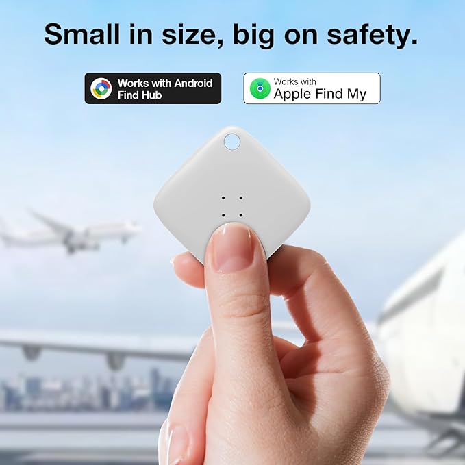 OTIC Smart Tracker Work with Apple Find My & Google Find Hub, for Dual-System Tracking Device Item Finder,Key Luggage Passport,Replaceble Battery (White, 4 Pack)