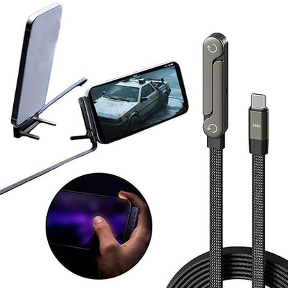 2-in-1 Invisible Holder Charger Cable — Fast Charging Cord with Built-in Phone Stand, 5ft 240w Braided Fast Charging Cord Charge Cable for Phone,Tablets,Laptops (Type-C to Type-C (240W))