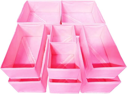 Drawer Organizer,12Pcs Dresser Drawer Organizers Foldable Closet Organization and Storage Dividers for Underwear, Sock, Baby Closet Organizer(Pink)
