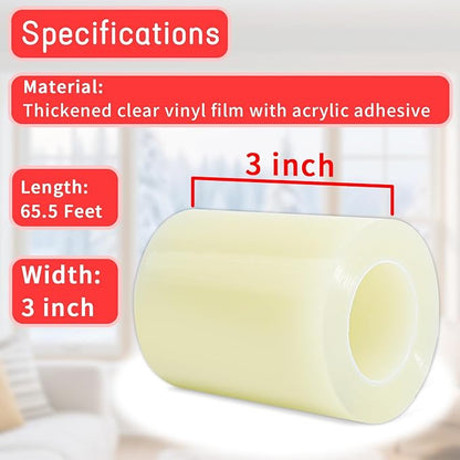 Birllaid Clear Window Weather Sealing Tape, Window Insulation Air Conditioner Seal Tape, 3 Inch x 65 FT Waterproof Blocker for Cold Heat Air, Windproof, No Residue Strong adheisve