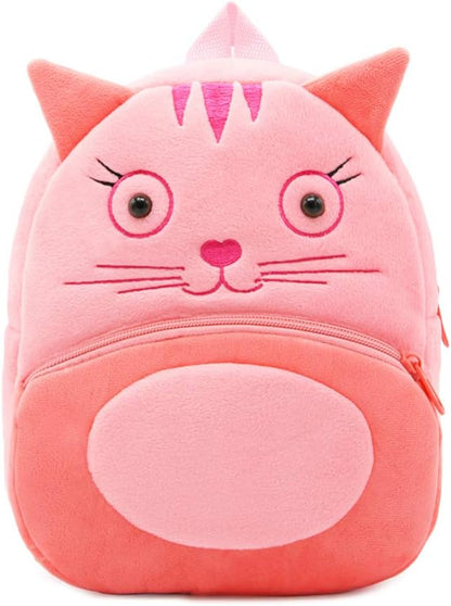 KISSOURBABY Cute Toddler Backpack Toddler Bag Plush Animal Cartoon Mini Travel Bag for Baby Girl Boy 1-4 Years(Cat)