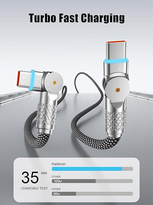 60W USB C to USB C Cable 10FT,180°Rotation Long USB C Cable Fast Charging, Nylon Braided Type C Charger Cord for iPhone 17/16/15,MacBook,iPad,Samsung ﻿