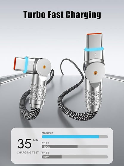60W USB C to USB C Cable 10FT,180°Rotation Long USB C Cable Fast Charging, Nylon Braided Type C Charger Cord for iPhone 17/16/15,MacBook,iPad,Samsung ﻿
