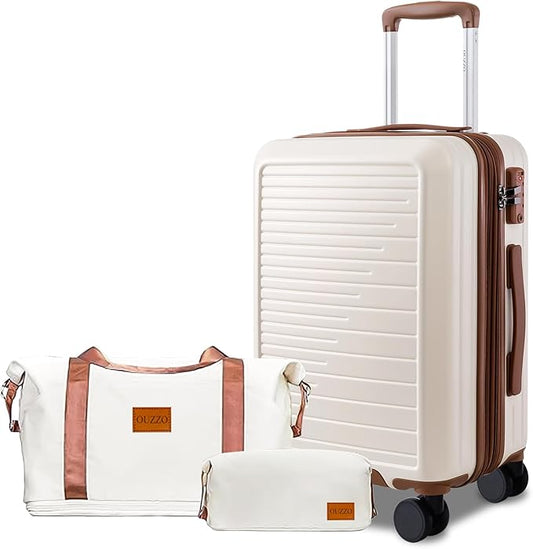 OUZZO 20 Inch Carry On Luggage, 22x14x9 Airline Approved,PC Hardshell Expandable Suitcases with Spinner Wheels, TSA Lock, Lightweight Travel Luggage for Business Trip & Weekend Getaway