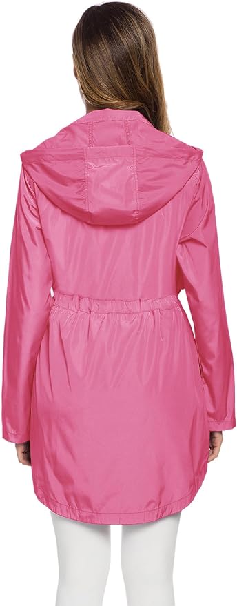 Avoogue Women's Long Raincoat with Hood Outdoor Lightweight Windbreaker Rain Jacket Waterproof