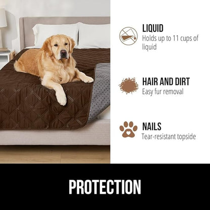 GORILLA GRIP Waterproof Couch Cover for Dogs, Gripped Slip Resistant Backing, Leak Proof Washable Dog Blanket Covers Sofa, Bed, Sectional, Crate, Car, RV Seats, Pet Puppy Essentials, 30x70 Brown
