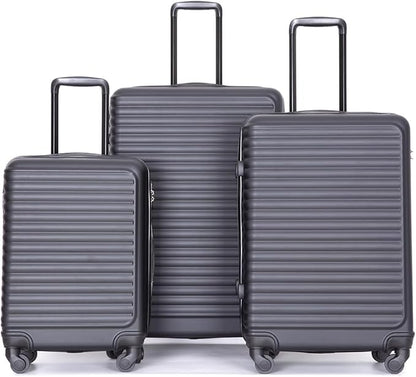 Travelhouse Luggage Sets, Expandable Hardside Suitcases 24in/28in, Carry on 20in,3 Piece Set Travel Luggages Clearance with Double Spinner Wheels TSA Lock Lightweight (Black-85)