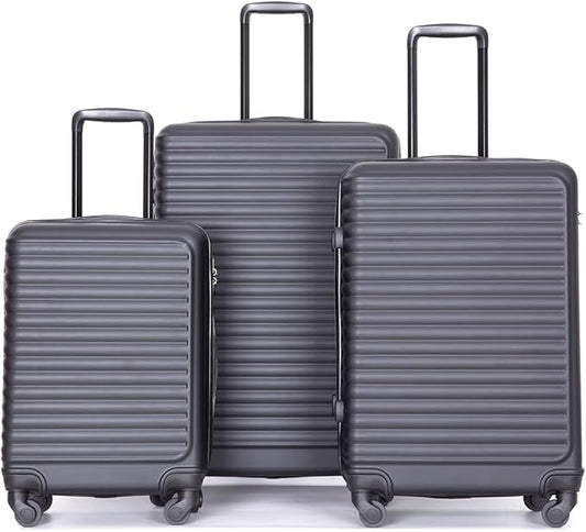 Travelhouse Luggage Sets, Expandable Hardside Suitcases 24in/28in, Carry on 20in,3 Piece Set Travel Luggages Clearance with Double Spinner Wheels TSA Lock Lightweight (Black-85)