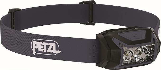 PETZL ACTIK Headlamp - Powerful 450 Lumen Light with Red Lighting, for Hiking, Climbing, Running, and Camping - Black
