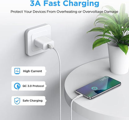 etguuds USB to USB C Cable 3ft, 2-Pack USB A to Type C Charger Cord Fast Charging for Samsung Galaxy A17 A16 A15 A26 A36 A56, S25 S24 S23 S22 S21 S20 S10 Note 20, for iPhone 17 16 15, Moto, White