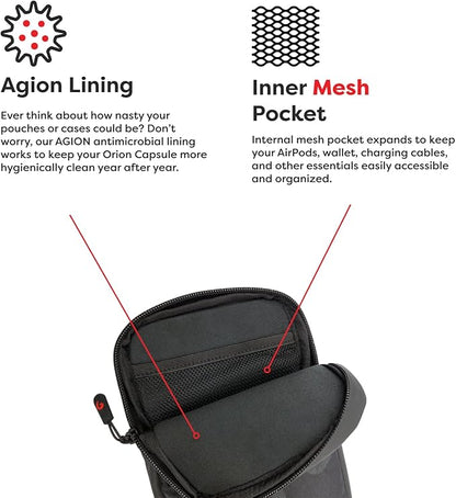 PHOOZY Orion Insulated Tech Bag For Travel - NASA Insulation Protects Your Phone, AirPods and Other Devices. Weatherproof X-Tech Shell with RFID Blocking Pocket for Complete Protection (BLACK CAMO)