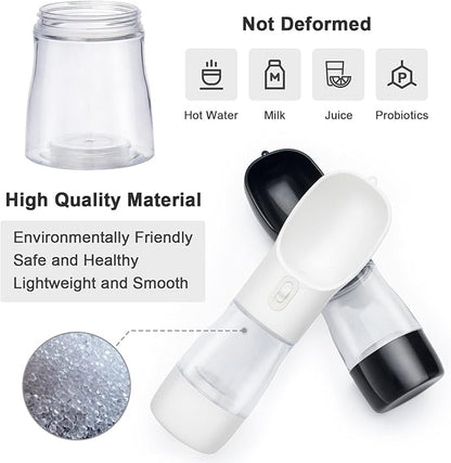 Outdoor Dog Water Bottle Portable - Leak Proof Bottles Dispenser for Dogs On The Go with Food Container Multifunctional Travel Outdoor（Black）