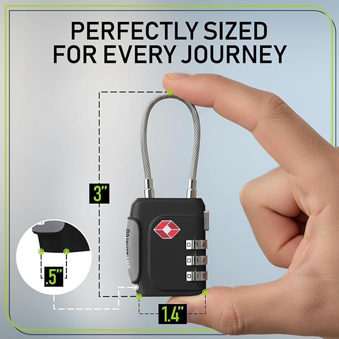 Untethered TSA Luggage Locks (3 Pack) – Resettable 3-Digit Combination TSA Approved Travel Padlocks for Suitcases, Backpacks, Gym Bags & Checked Baggage (3 Pack | Black)