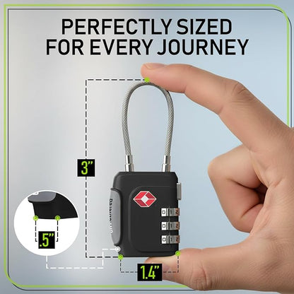 Untethered TSA Luggage Locks (3 Pack) – Resettable 3-Digit Combination TSA Approved Travel Padlocks for Suitcases, Backpacks, Gym Bags & Checked Baggage (3 Pack | Black)