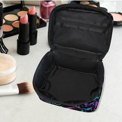 Goth Makeup Bag, Gothic Bats Halloween Luminous Makeup Organizer Bags Toiletry Bag Box Travel Cosmetic Bag Make Up Train Case for Women Teen Girl Ladies