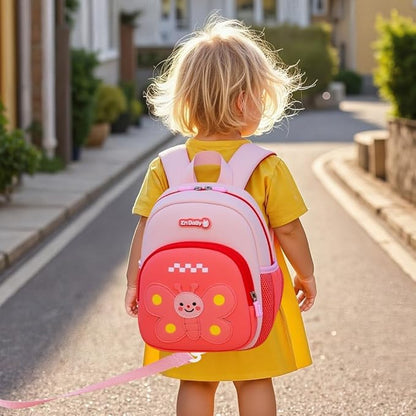 Padgene Toddler Harness Backpacks Safety Leash Kids Anti Lost Kindergarten Preschool Backpack Neoprene Lightweight Animal Schoolbag 3D Cartoon Butterfly Mini Travel Bag for Boys Girls Ages 3-5