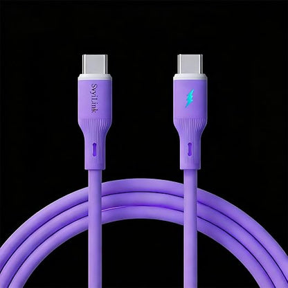 USB Cable PD Fast Charger(C TO C Rubber Purple)Mobile phone data cable,charging cable, supports data transfer,39-inch,soft liquid silicone material，compatible with almost all Type-C devices.