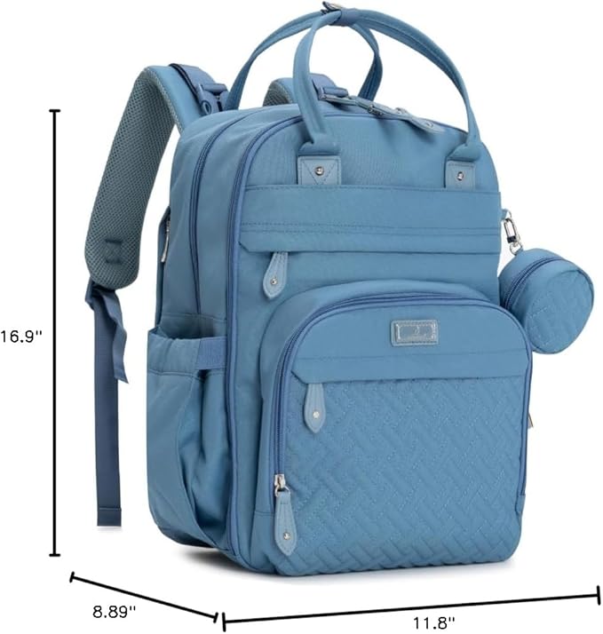 BabbleRoo Diaper Bag Backpack - Baby Essentials Travel Tote - Multi function Water Resistant Diaper Bag, Travel Essentials Baby Bag with Changing Pad, Stroller Straps & Pacifier Case - Light Blue