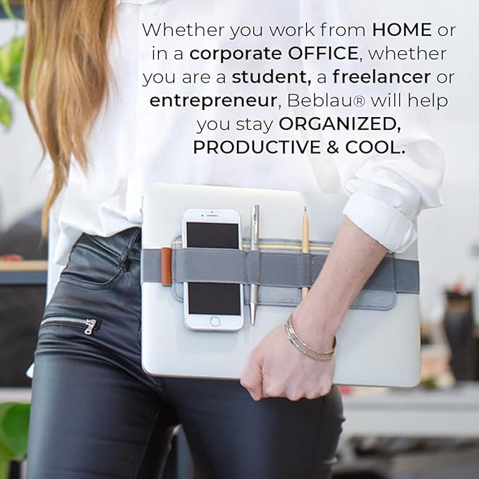 Beblau SLIM Portable Tech Organizer attachable to your laptop & notebook | Backpack & desktop organizers Office, Home & School | Working from Home Solution | Laptop accessories