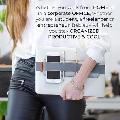 Beblau SLIM Portable Tech Organizer attachable to your laptop & notebook | Backpack & desktop organizers Office, Home & School | Working from Home Solution | Laptop accessories