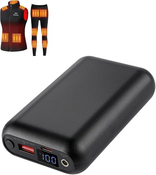 20000mAh Heated Vest Battery Pack – 7.4V DC 4.0mm & USB/Type-C Output Compatible with Heated Apparel and Most USB Heated Vest, Up to 13H Heat, LED Display