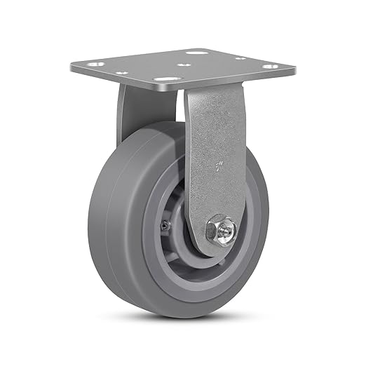 5 Inch Rubber Wheels (Flat Tread)- Heavy Duty Casters, Industrial Caster Wheels- with up to 800 LB Capacity- Use for Dollies, Utility and Maintenance Carts(1 Rigid)