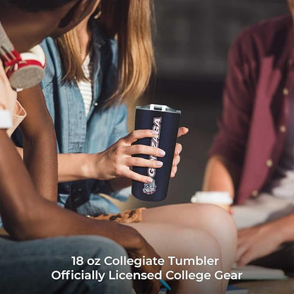 Campus Colors NCAA Stainless Steel Tumbler perfect for Gameday - 18 oz - Double Walled - Keeps Drinks Perfectly Insulated (Gonzaga Bulldogs - Navy)