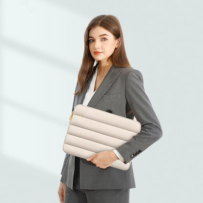 MOSISO 13.3 inch Laptop Case, 13-13.3 inch Puffy Laptop Sleeve Compatible with MacBook Air 13 13.6 M4 M3 M2 M1/Pro 13/Pro 14, HP Dell ASUS Lenovo,Polyester Horizontal Bag with Small Case, Sand
