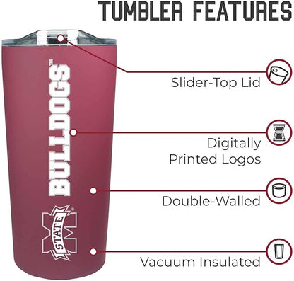 Campus Colors NCAA Stainless Steel Tumbler perfect for Gameday - 18 oz - Double Walled - Keeps Drinks Perfectly Insulated (Mississippi State Bulldogs - Maroon)