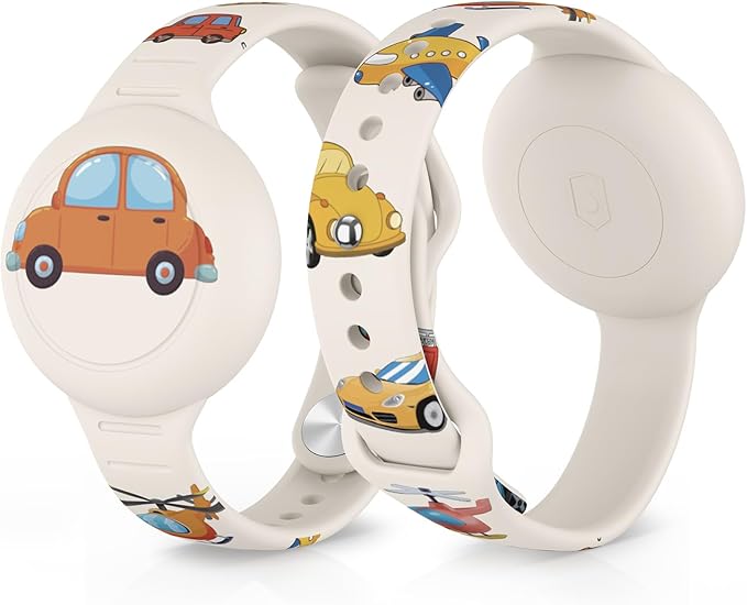 2 Pack Bracelets for Kids, Soft Silicone Waterproof Hidden Wristband - Adjustable GPS Tracker Holder Compatible with Watch Band for Child, Boys, Girls (Starlight+Violet)