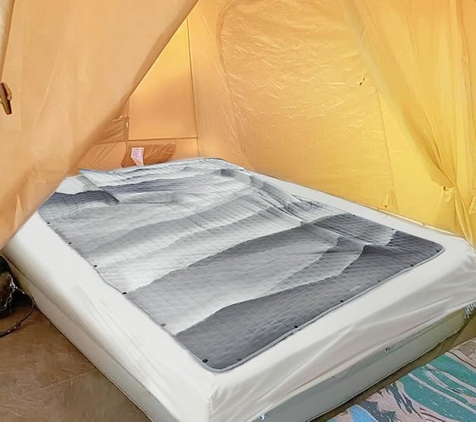 Outdoor Camping Quilt, Warm Thick Blanket with Polar Fleece Packable Down Wearable Camp Blankets with Snap Buttons Soft Puffy Quilt for Cold Weather (Mountains, 76'' x 56'')