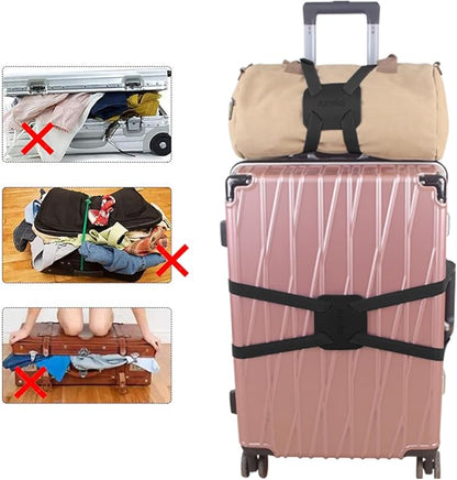 Luggage Straps Bag Bungees for Add a Bag Easy to Travel Suitcase Elastic Strap Belt (Black Luggage strap-1PCS)