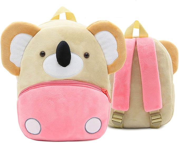 KISSOURBABY Children Toddler Preschool Backpack Plush Animal Cartoon Backpack Baby Kids School Satchel Travel Lunch Bags(Koala)