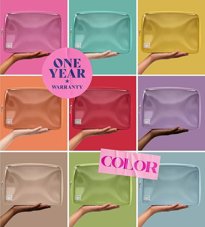 Embla London Makeup Bag Cosmetic Case, Clear Zipper Make Up Pouch and Toiletry Travel Tote, Cute Skincare Pouches for Women Girls, Preppy Purse Cosmetic Organizer, Large Makeup Bags, Sapphire