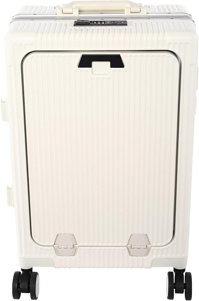 20" Carry On Luggage, Boarding Suitcase Hard Shell Suitcases with Spinner Wheels, Cup Holder, Front Compartment, USB Port, TSA Lock for Travel Front Opening