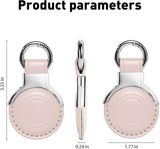 Genuine Leather All-in Package for Airtag Holder Designed for Apple for Airtags Keychains.Compact Design with Key Rings for Added Convenience and Protective Casing for Airtag (Pink