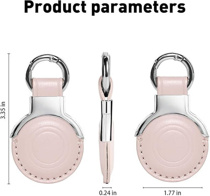 Genuine Leather All-in Package for Airtag Holder Designed for Apple for Airtags Keychains.Compact Design with Key Rings for Added Convenience and Protective Casing for Airtag (Pink