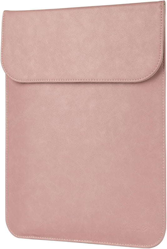 Allinside 13 inch Laptop Sleeve Case for MacBook Air 13 2018-2025/MacBook Pro 13 2016-2022, Waterproof PU Leather Laptop Sleeve Bag Protective Vertical Case Cover, Pink