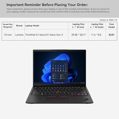 Smatree 13 inch Laptop Sleeve for Lenovo ThinkPad X1 Nano, for ThinkPad X1 Nano Gen 3, Protective Laptop Case with Accessory Pocket, YKK Zipper, Patented Shockproof Design (E431)