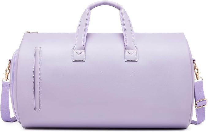 Leather Garment Bag Women, Carry on Garment Bag for Travel Convertible Garment Duffel Bag 2 in 1 Waterproof Foldable Travel Suit Bag Weekender Bag with Shoe Pouch
