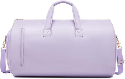 Leather Garment Bag Women, Carry on Garment Bag for Travel Convertible Garment Duffel Bag 2 in 1 Waterproof Foldable Travel Suit Bag Weekender Bag with Shoe Pouch