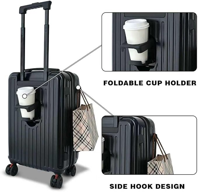 Carry On Luggage 22x14x9Inch Airline Approved with Wheels, Expandable Suitcase Top Opening Lightweight Small Travel Luggage with Cup Holder and Side Hooker, Hard Shell Carry On Suitcases for Weekender