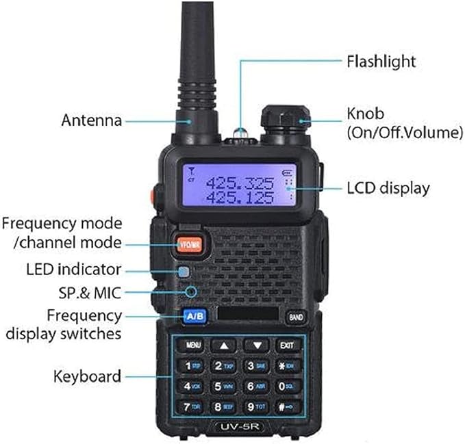 Baofeng UV-5R Dual Band Two Way Radio Handheld Ham Radio Long Range Walkie Talkies Pack of 4 for Hiking Camping Skiing Trip (Black) with 8W