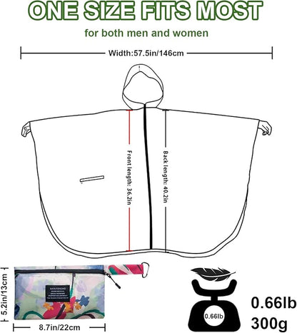 Hooded Rain Ponchos for Adult - Rain Coat and Rain Jacket with Waterproof Pocket and Zipper