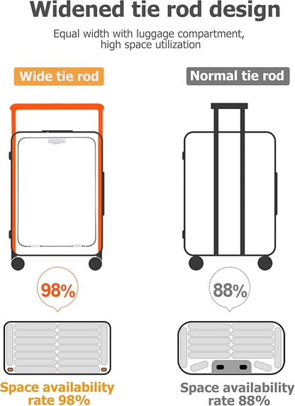 feilario 20" Aluminum Frame Wide Handle Hard Shell Carry On Suitcase - Vivid Colors Double Spinner Wheels Airline Approved Rolling Luggage with TSA Lock & Cup Holder (White, 20in)